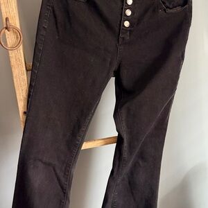 H&M Black High-Rise Button-Fly Jeans